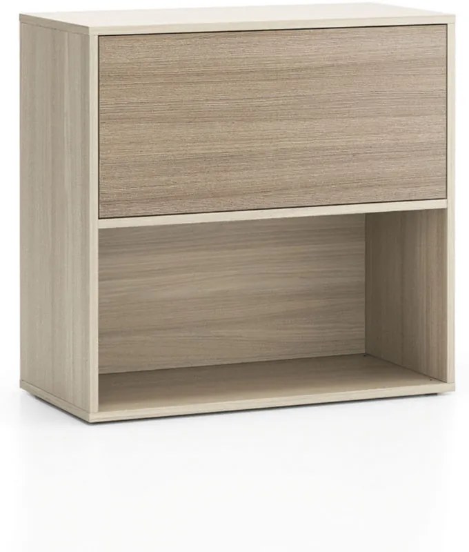 Regał biurowy LAYERS, niski, 1 schowek, 800 x 400 x 777, dąb naturalny/ dąb bejcowany