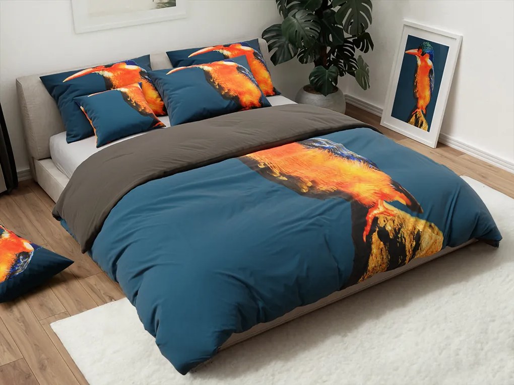 PrzytulneMieszkanie.pl PrzytulneMieszkanie.pl 3D pościel z mikropluszu LEDŇÁČEK niebieskoszare Rozmiar pościeli: 70 x 90 cm | 140 x 200 cm