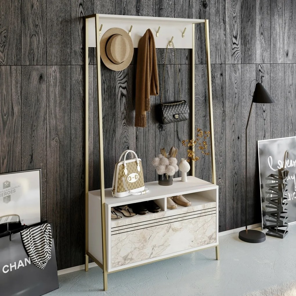 Wieszak z półką na buty Devin White