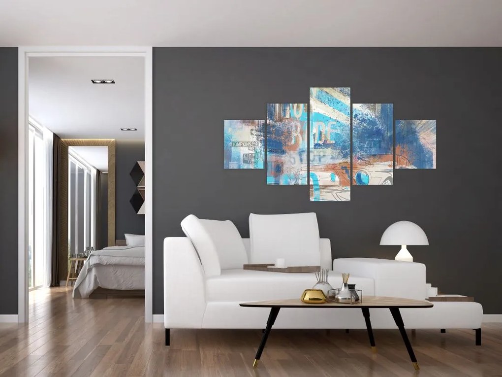 Obraz - Urodzony, by jeździć, niebieskie odcienie (125x70 cm)