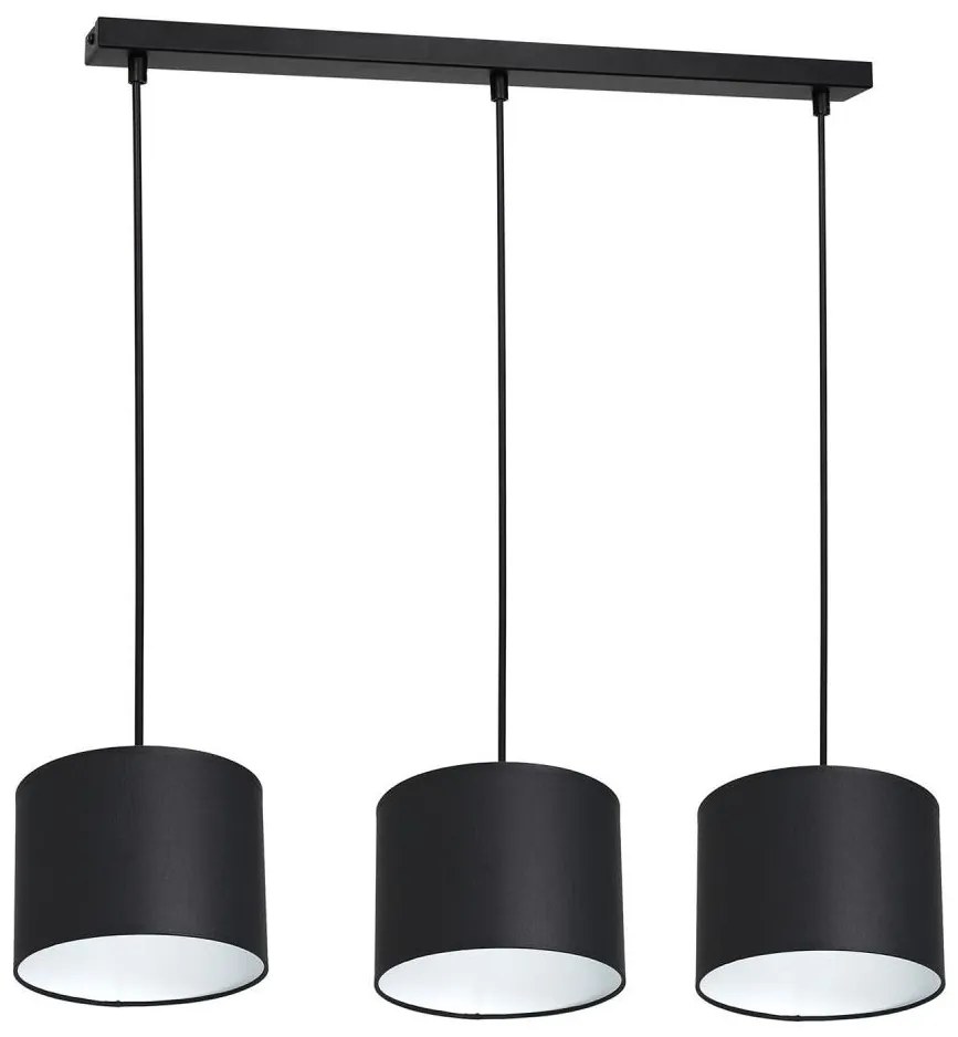 Lampa wisząca ARDEN 3xE27/60W/230V czarno-biała na linkach