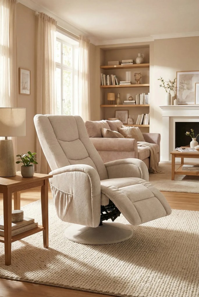 Beżowy Obrotowy Fotel Rozkładany T5-M45