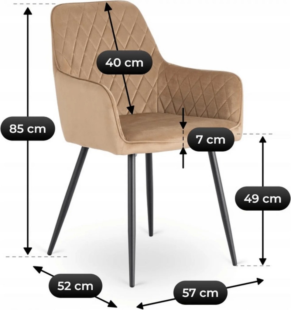 Krzesło Tapicerowane do Jadalni BRESSO Beżowe Welurowe Nowoczesne