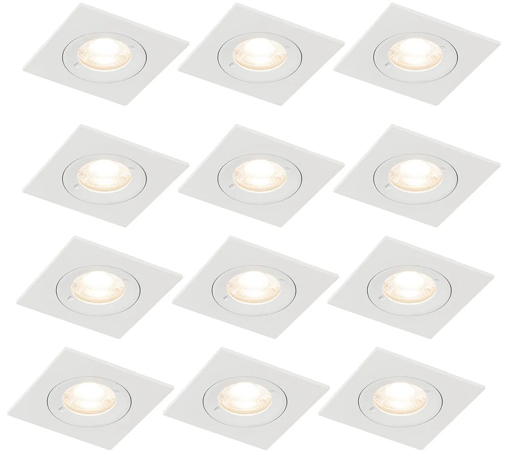 Zestaw 12 kwadratowych opraw wpuszczanych biały GU10 50 mm IP44 - Xena