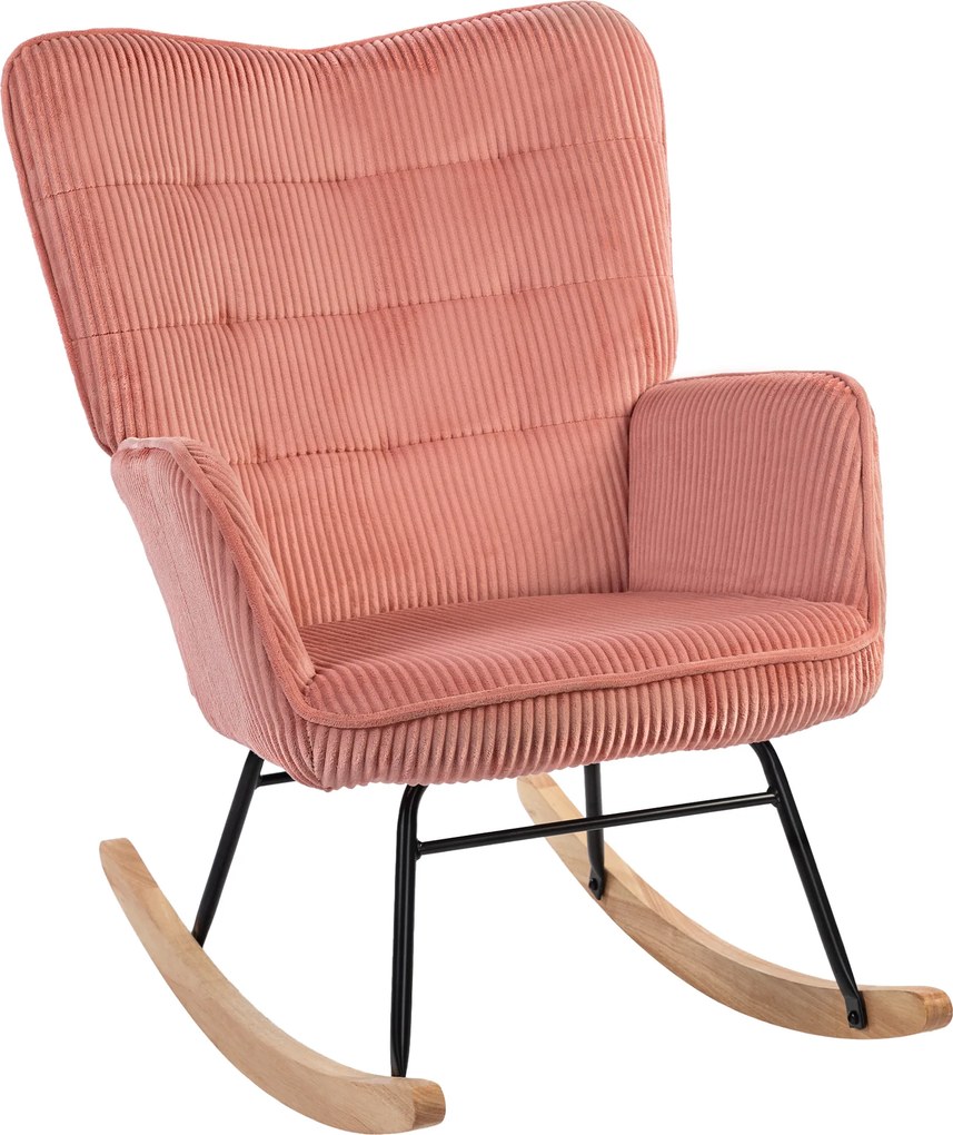 HOMCOM Fotel bujany, Fotel relaksacyjny, Fotel bujany, obciążenie do 120 kg, Poliester, 98 x 71 x 101 cm, Różowy