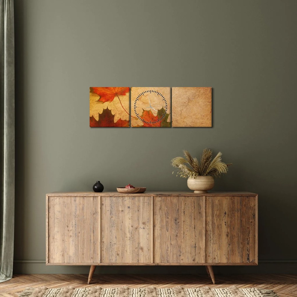Obraz z motywem jesiennym (z zegarem) (90x30 cm)