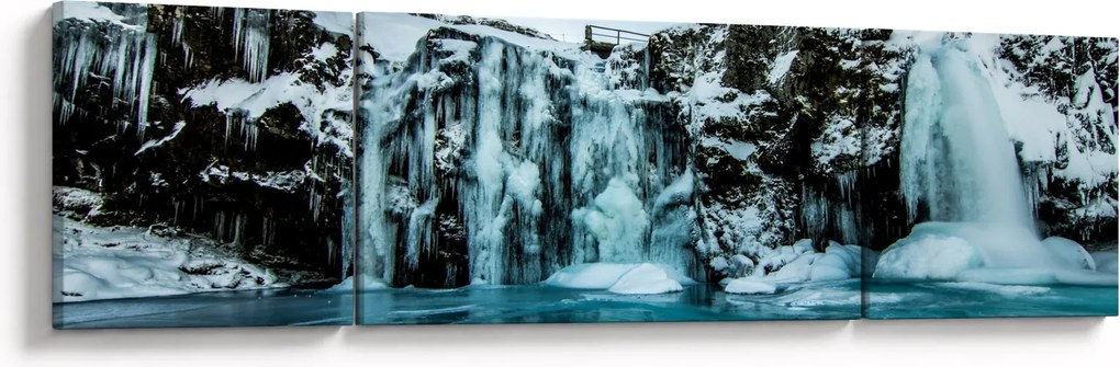 Obraz zamarzniętych wodospadów (170x50 cm)