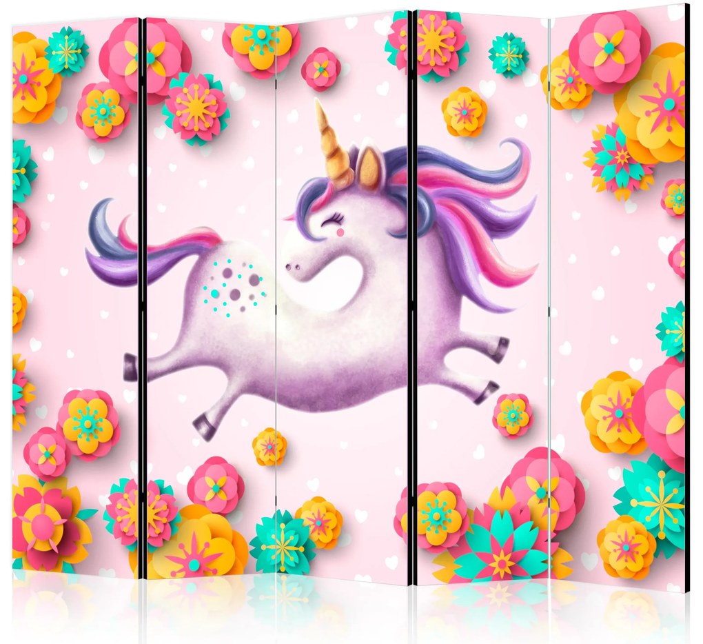 Parawan dwustronny Dla dzieci 225x172 cm 5-częściowy biały ARTGEIST B
