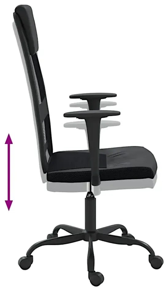 Czarne Krzesło Biurowe Z Regulacją Wysokości A4-P88