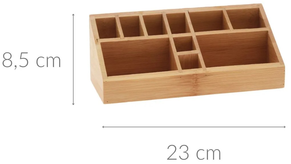 Organizer na kosmetyki bambusowy, naturalny, 23 x 9 x 8,5 cm