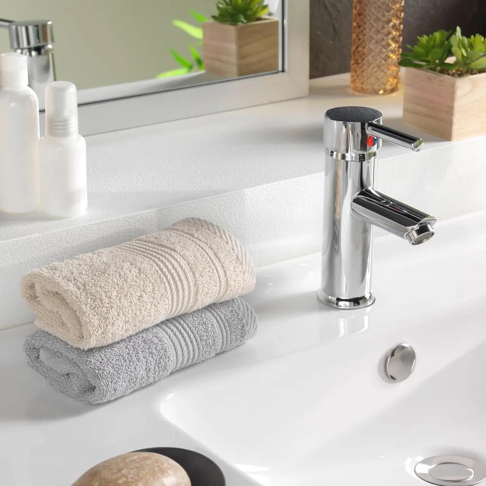 Beżowy bawełniany ręcznik frotte 30x50 cm Tendresse – douceur d'intérieur