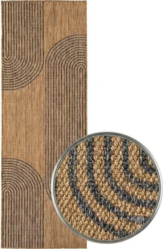 Dywan uniwersalny MIRA Łuki Brązowo Czarne 80 cm x 250 cm