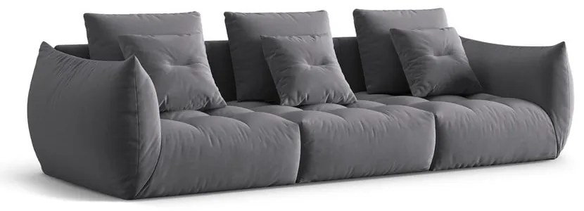 Ciemnoszara aksamitna sofa 332 cm Bloom – Micadoni