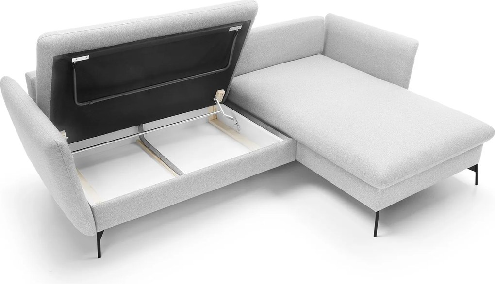 Masseno Narożnik FERRO z funkcją spania i pojemnikiem na pościel Narozniki L, Rozkładana sofa - Szary, SOLID 80