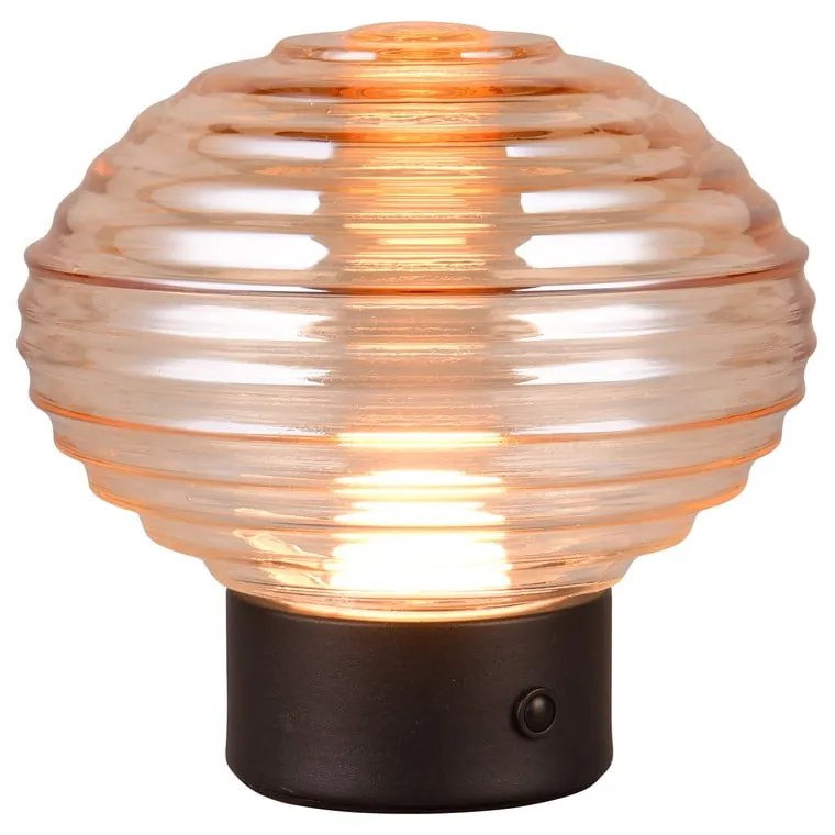 Czarno-beżowa lampa stołowa LED ze ściemniaczem i szklanym kloszem (wys. 14,5 cm) Earl – Trio