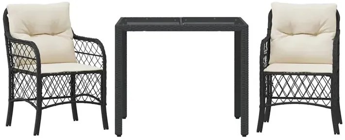 Czarny zestaw ogrodowy z kremowymi poduszkami H0-K66