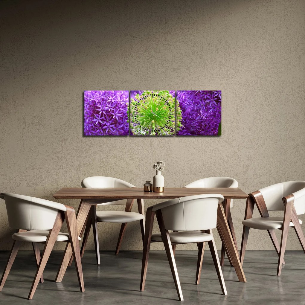 Obraz kwiatu (z zegarem) (90x30 cm)