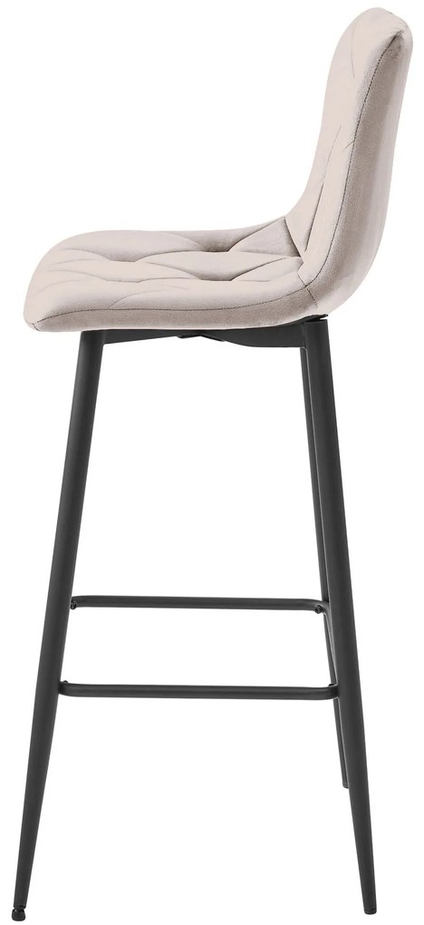 Ciemnobeżowe krzesło barowe NADO VELVET z czarnymi nogami