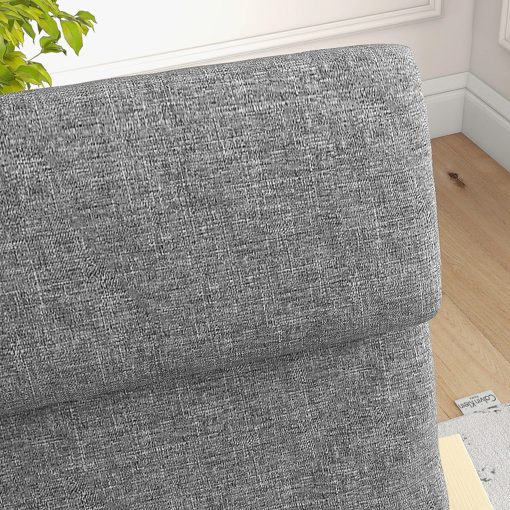 HOMCOM Fotel Relaksacyjny Szary Lniany Pokrycie z Drewnianym Stelażem Komfortowe Siedzisko z Podłokietnikami | Aosom PL