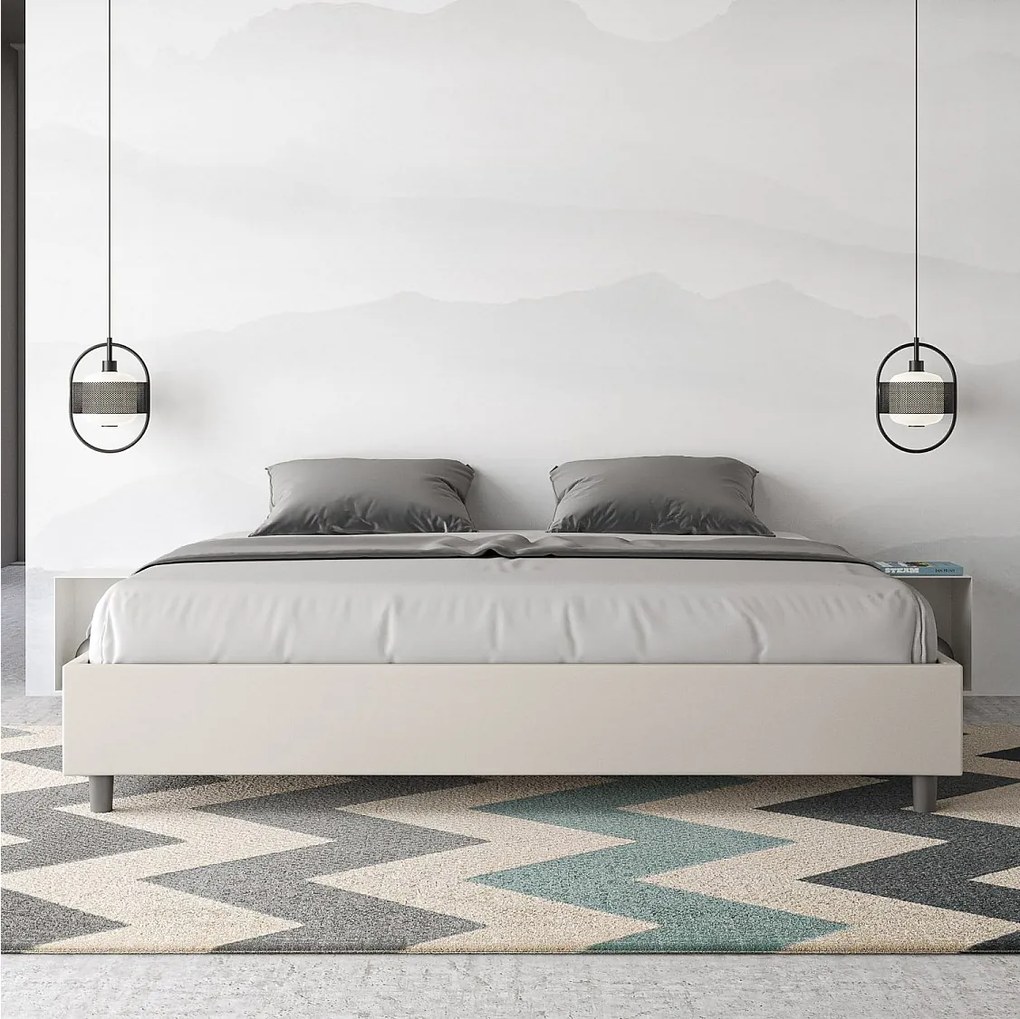 Łóżko wyposażone w stelaż z listwami z pojemnikiem tapicerowane 180x210 sztucznej skóry Biały Azelia