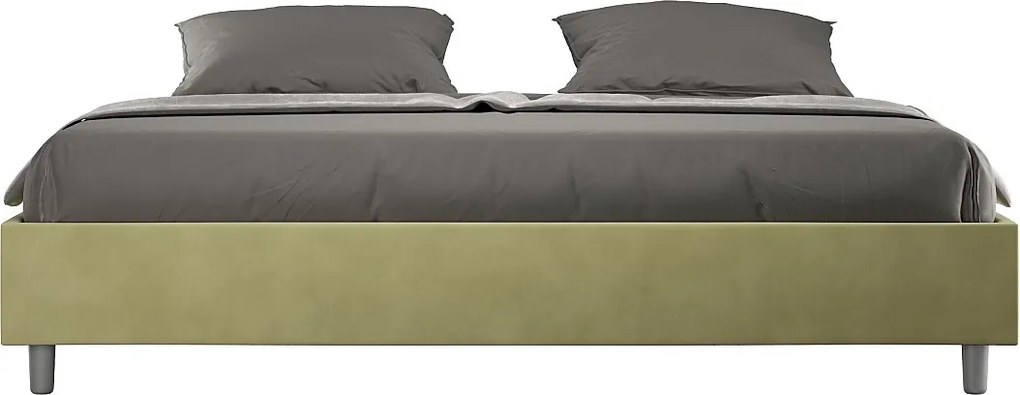 Łóżko wyposażone w stelaż z listwami tapicerowane 180x190 microfibra Zielony Azelia