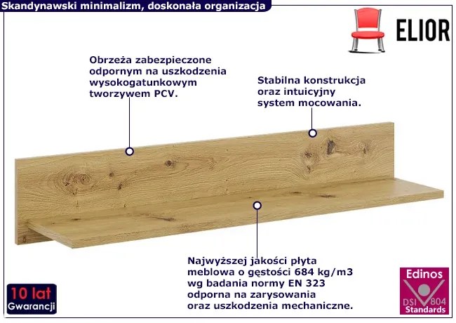Skandynawska Półka Wisząca W Kolorze Dąb Artisan R1-W21