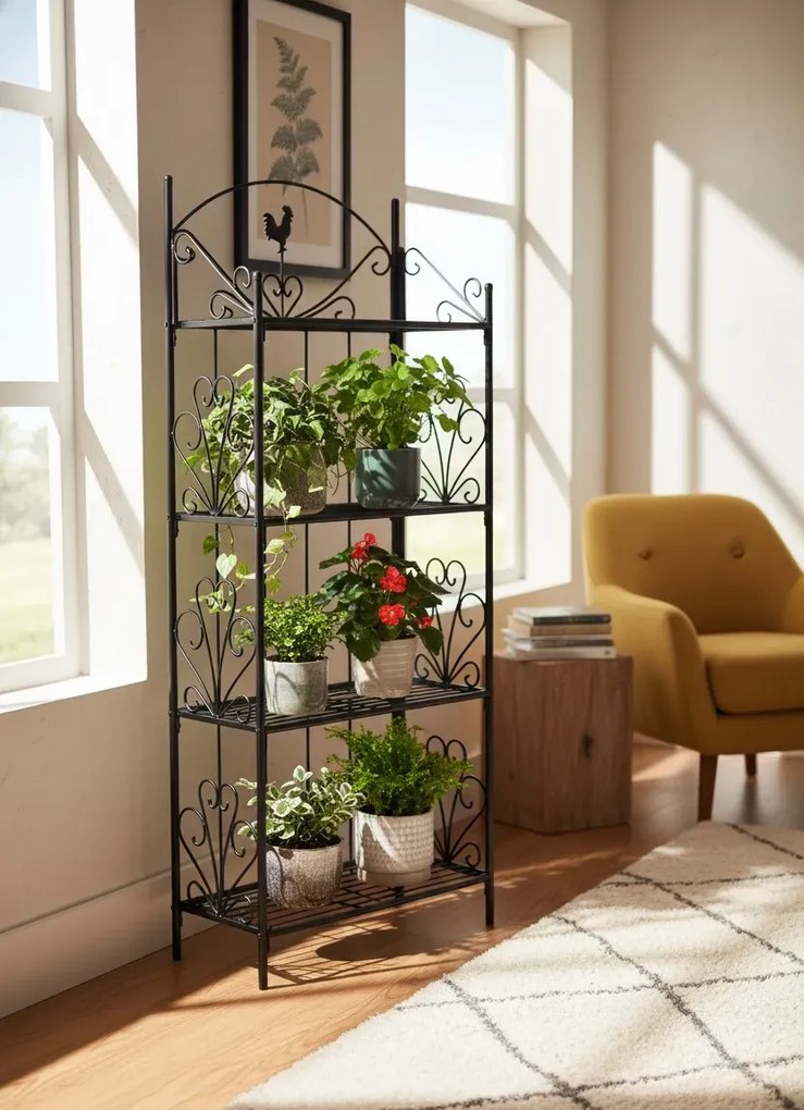 Czarny metalowy stojak na kwiaty D5-G10