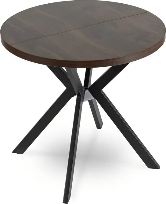 Stół Okrągły Rozkładany DORIAN 80-160 cm Orzech/Czarny Nowoczesny Loft