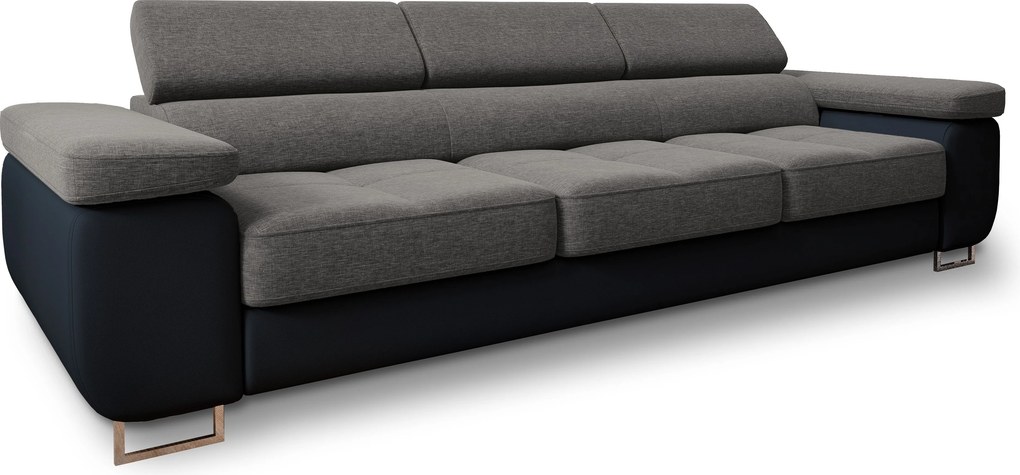 Masseno Sofa MOSINE z funkcją spania, Rozkładana sofa z regulowanymi zagłówkami - Jasnoszary, SAWANA 21 + MADRYT 9100