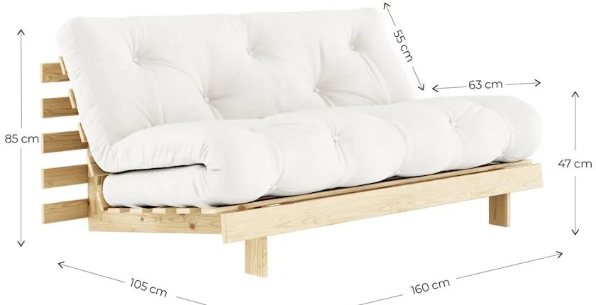 Szarobeżowa lniana rozkładana sofa 160 cm Roots – Karup Design