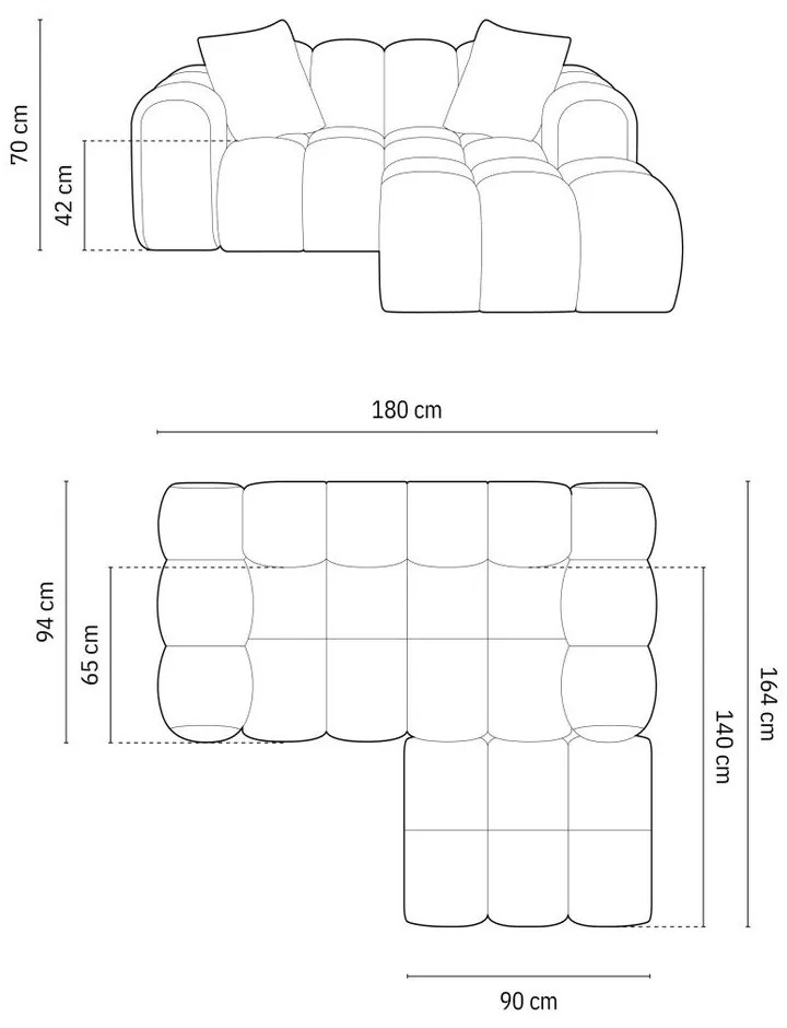 Jasnobrązowy narożnik z tkaniny szenilowej (prawostronny/z szezlongiem) Treno – Cosmopolitan Design