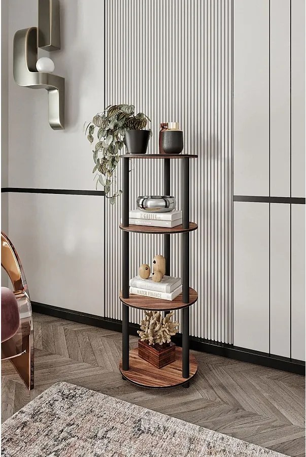 Półka okrągła orzechowa 4-poziomowa – nowoczesny design premium