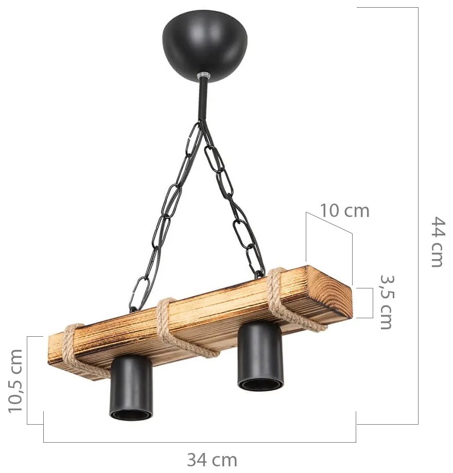 Czarno-naturalna lampa wisząca Lagun – Squid Lighting