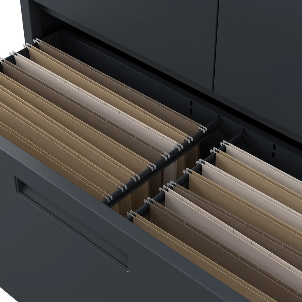 Szafa modułowa metalowa wielofunkcyjna z szufladą wysoką antracytowa MEGAN 1950 x 900 x 400 mm