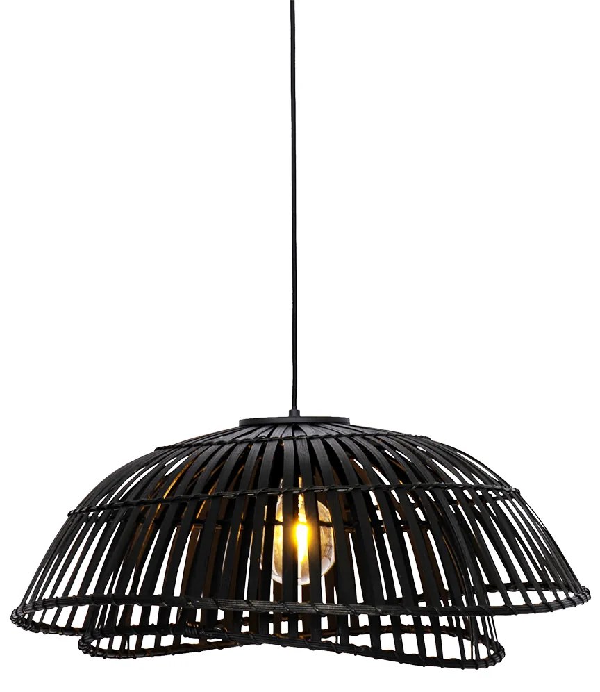 Orientalna lampa wisząca czarna bambusowa 62 cm - PuaKolonialny Oswietlenie wewnetrzne
