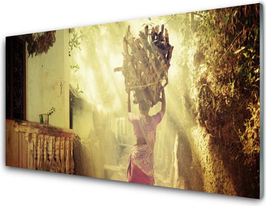 Panel Szklany Artystyczny Portret Na Drewnie