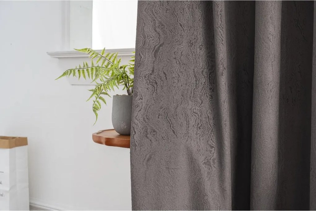Zasłona zaciemniająca DUNES VELVET 140x250 cm, ciemnoszara Zawieszanie: Taśma z wiązaniami