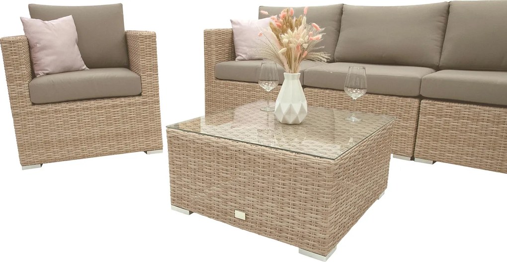 Zestaw rattanowy MALIBU dla 5 osób (cappuccino)