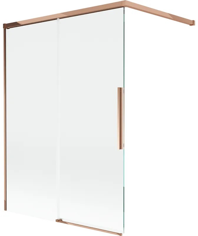 Mexen Rox parawan nawannowy 2-skrzydłowy rozsuwany 120 x 150 cm, transparent, różowe złoto - 8C9-120-003-60-00