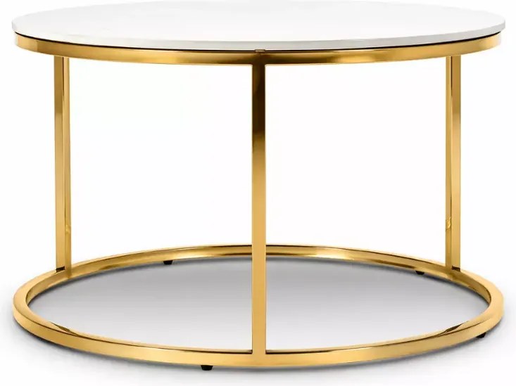 Stolik kawowy Balio okrągły 80cm biały marmur złoty glamour