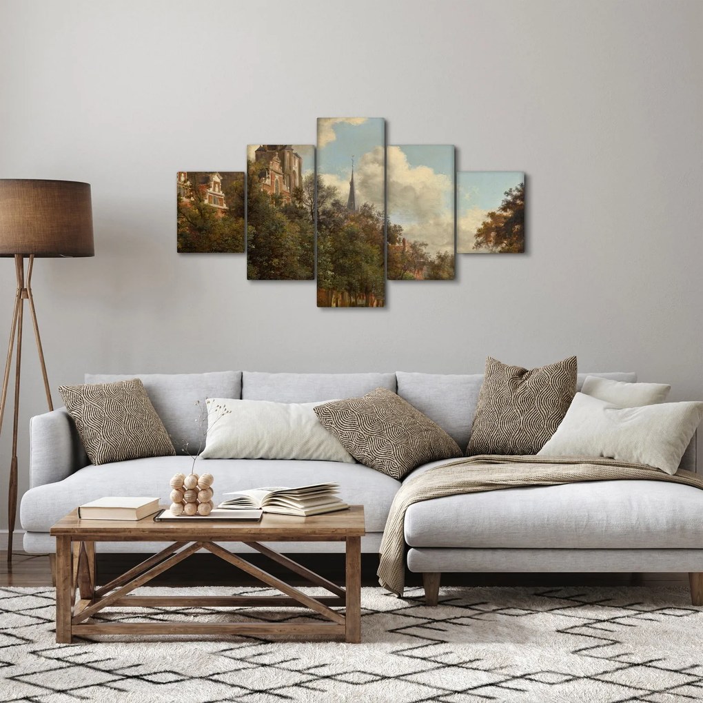 Obraz - Jan van der Heyden, View Down a Dutch Canal, reprodukcje (125x70 cm)