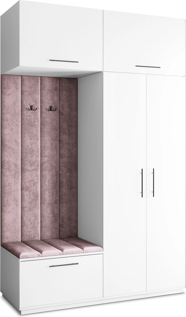 Masseno Garderoba REMA 150/240/60 cm Nowoczesna Szafa do Przedpokoju Biała, MONOLITH 62 (Wrzosowy)