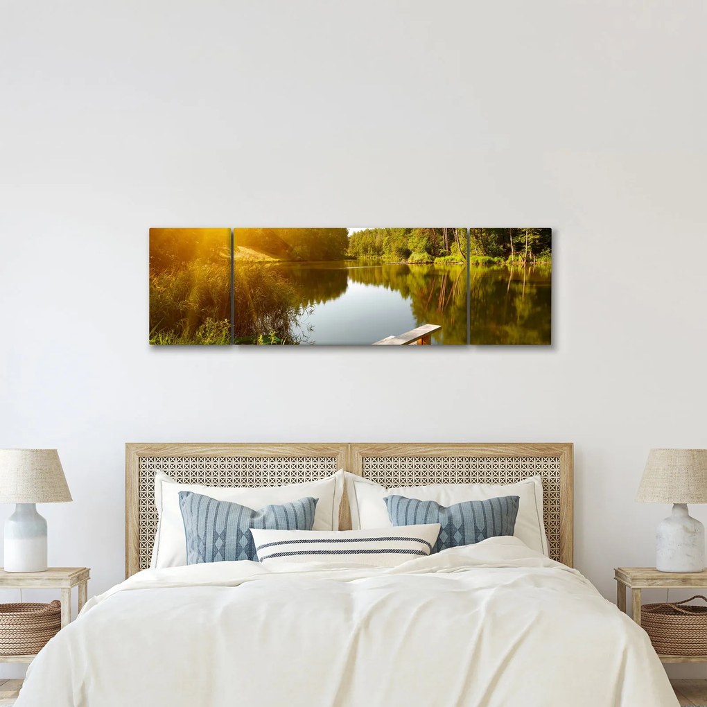 Obraz - Jezioro w pobliżu lasu (170x50 cm)