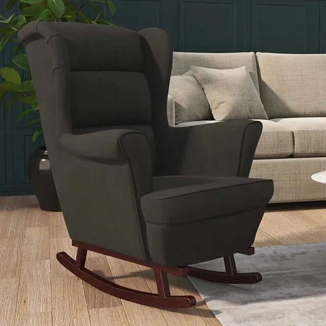 Czarny klasyczny fotel bujany do salonu H6-S33