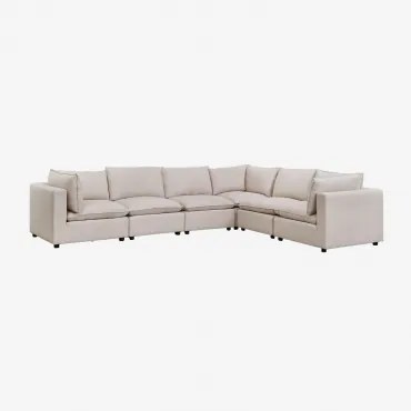 Sofa Modułowy 6-częściowy Daniela Tkaniny Beżowy Krem - Sklum