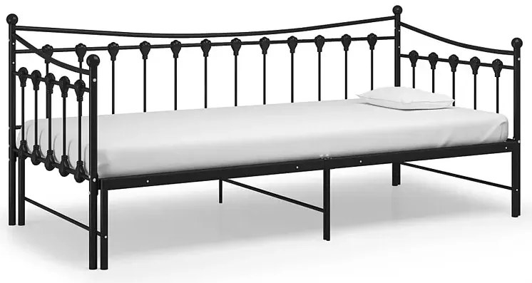 Czarne rozkładane łóżko metalowe 90x200 cm G0-T25