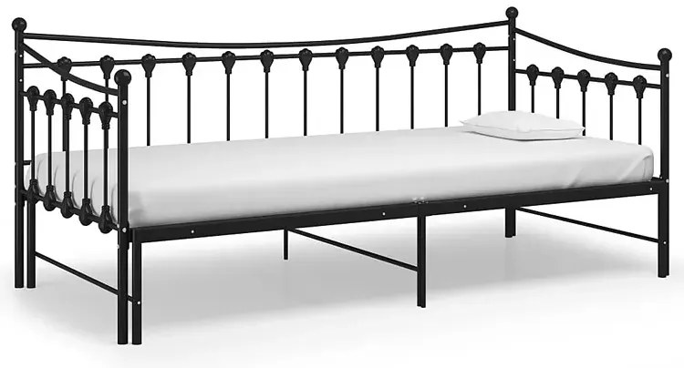 Czarne rozkładane łóżko metalowe 90x200 cm - Sawga