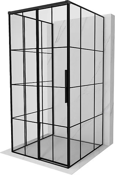 Mexen Rox-3S kabina prysznicowa 3-ścienna rozsuwana lewa 100 x 100 cm, czarna kratka, czarna - 8C2-100-100-70-77-3S-L