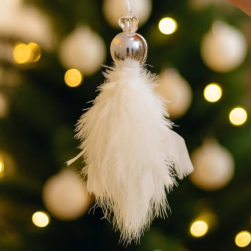 Aniołek do zawieszenia z pierza, 17 cm, zestaw 6 sztuk