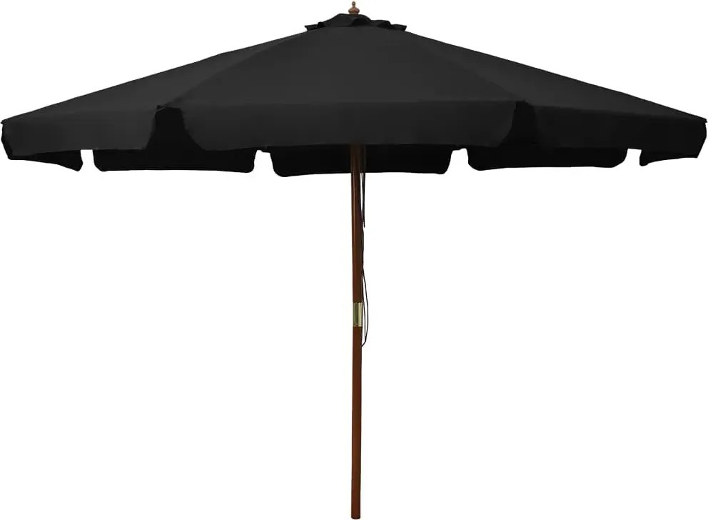 Parasol Ogrodowy Czarny Z Bambusowym Stelażem Z9-E08